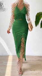 نیم تنه ریش و دامن جلو گتر دار