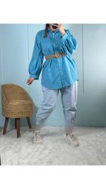 شومیز استین پفی 42764 - تصویر 3