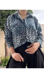 شومیز پلنگی ابرنگی ۳۲۸۵۰ - تصویر 6