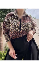شومیز پلنگی ابرنگی ۳۲۸۵۰ - تصویر 5