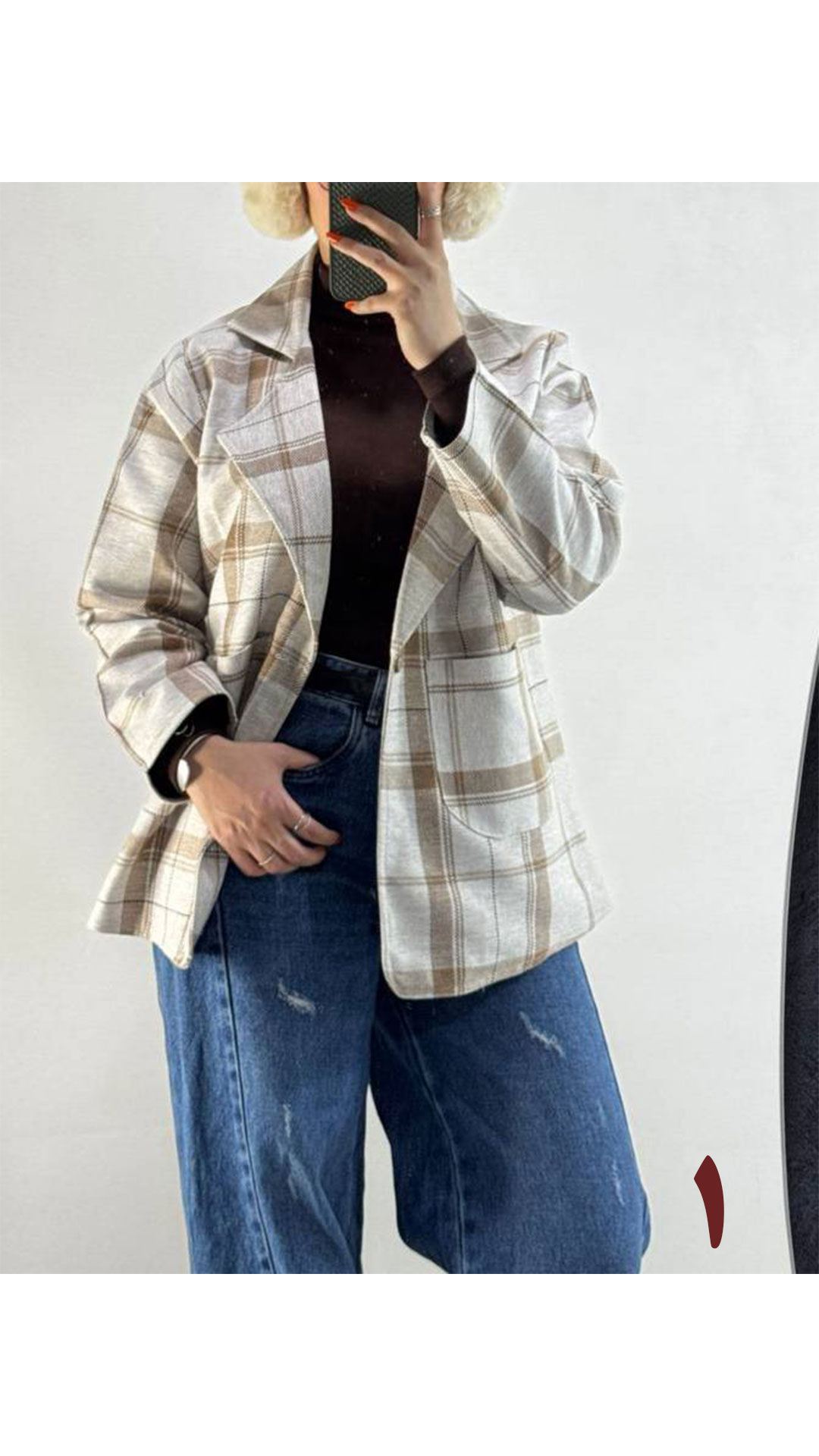 کت دو جیب چهارخونه زنانه ۴۴۱۷۴