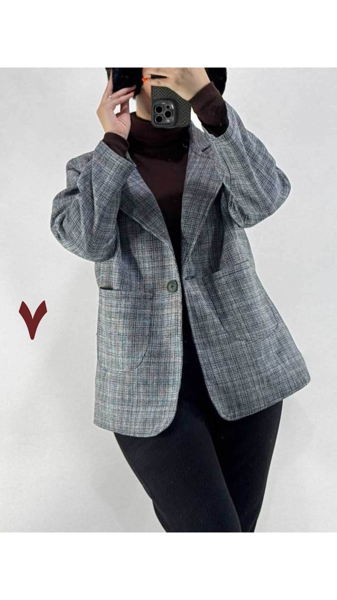 کت دو جیب چهارخونه زنانه ۴۴۱۷۴