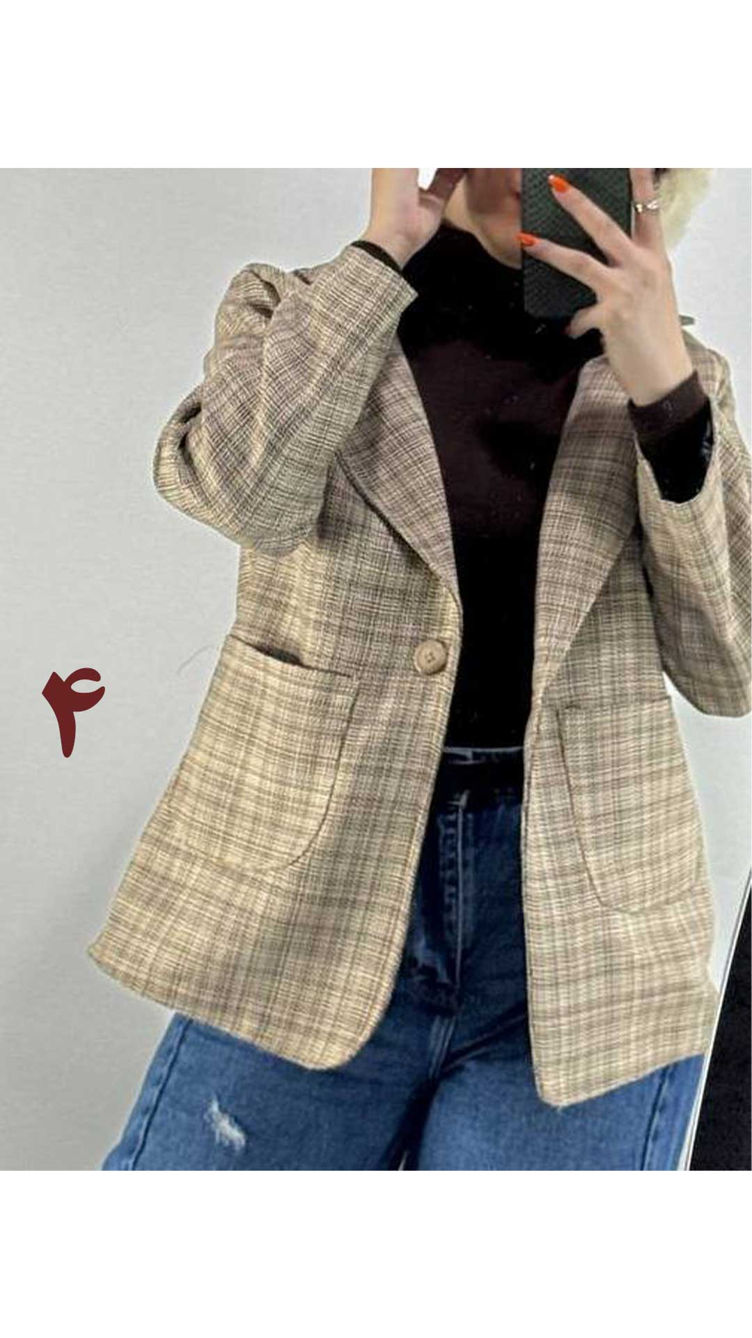 کت دو جیب چهارخونه زنانه ۴۴۱۷۴