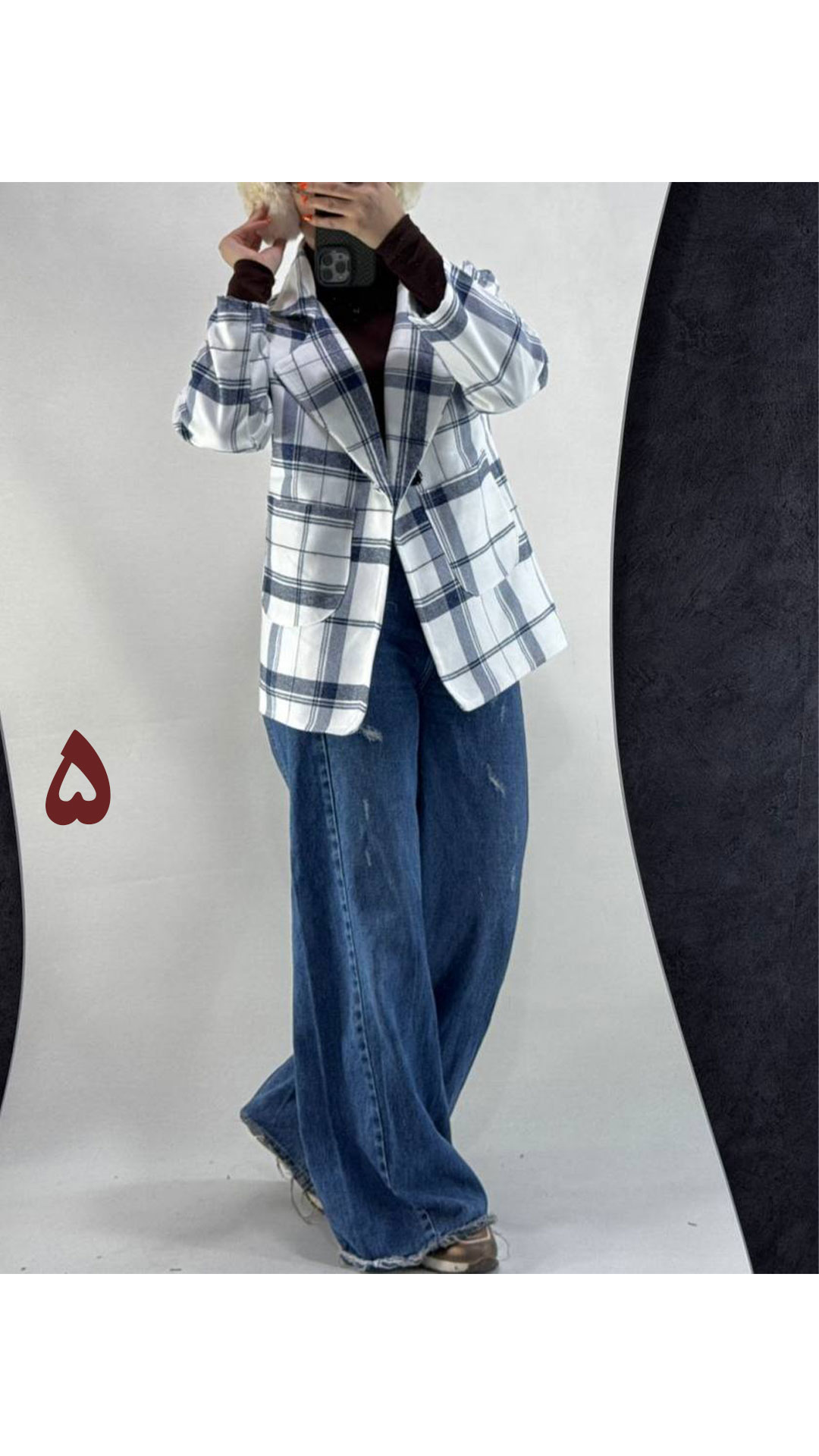 کت دو جیب چهارخونه زنانه ۴۴۱۷۴