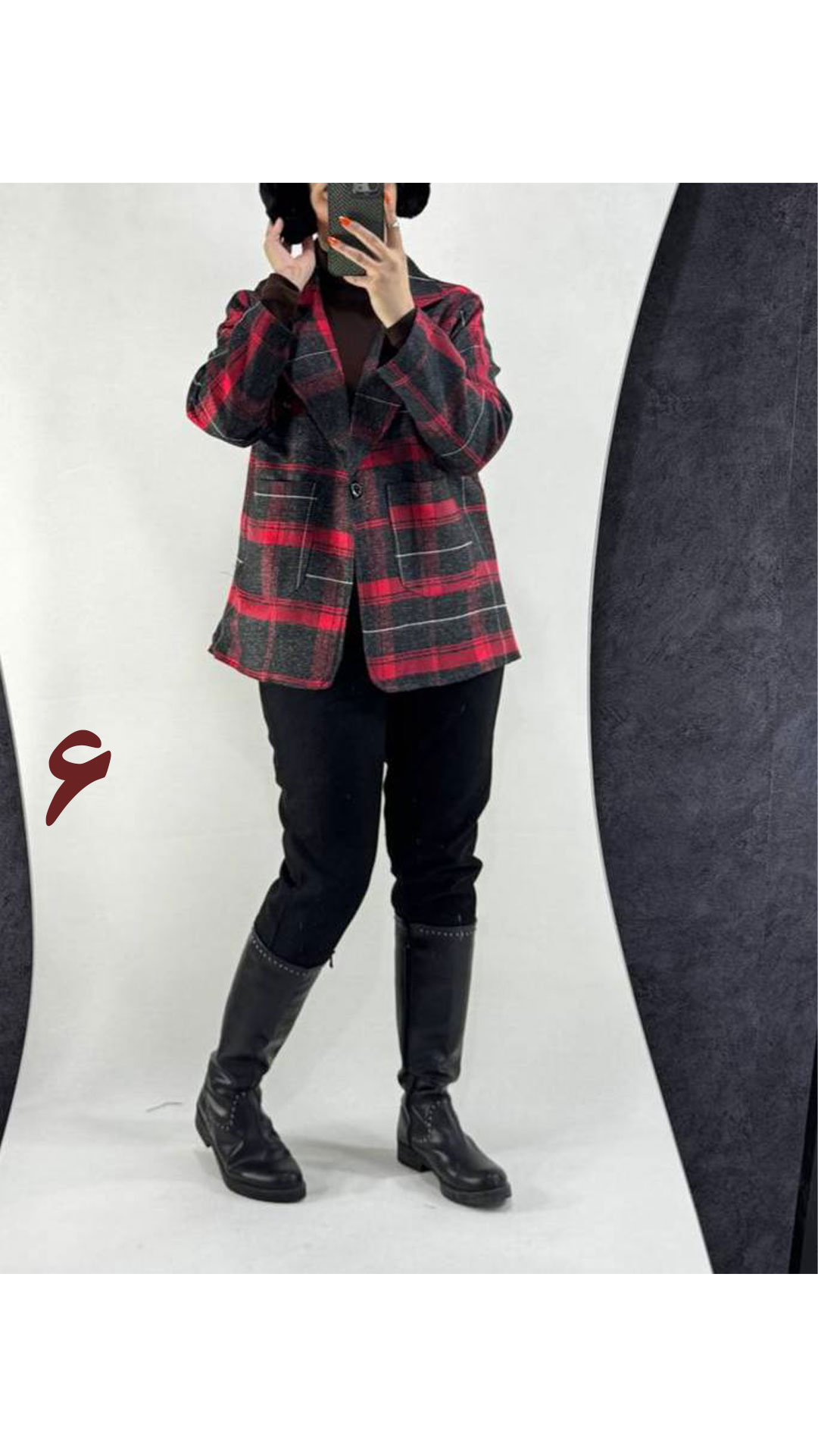 کت دو جیب چهارخونه زنانه ۴۴۱۷۴