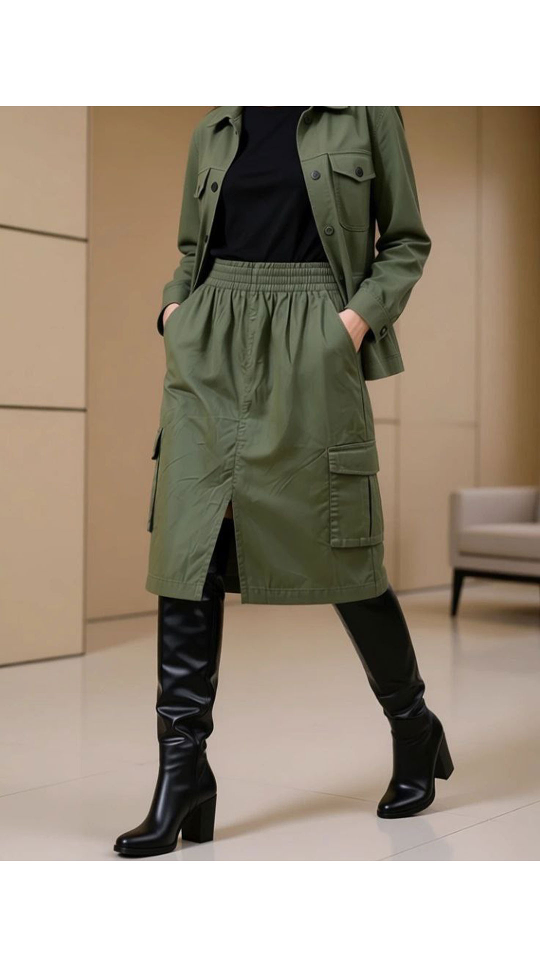 دامن کارگو کتان زنانه 90609