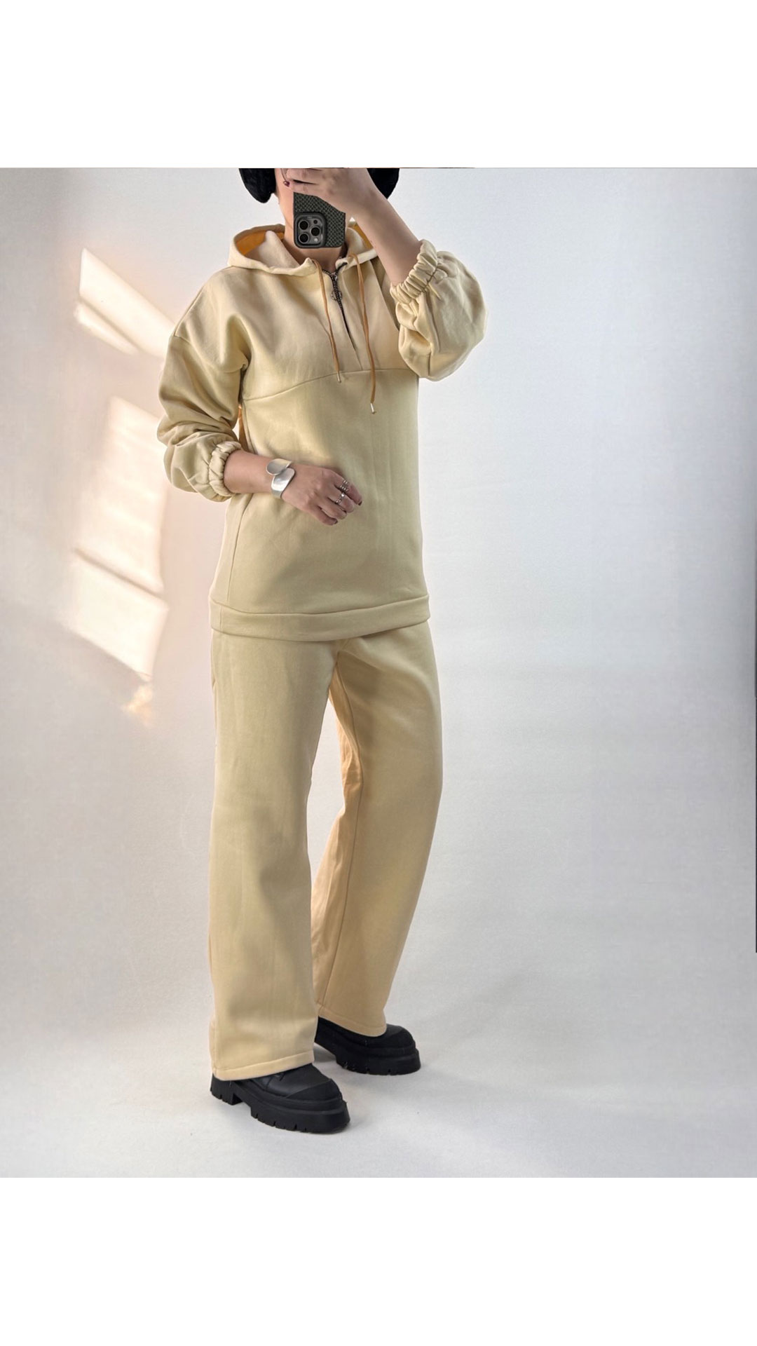 ست دورس و شلوار نیم زیپ زنانه ۶۰۰۴۰