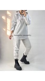ست هودی نیم زیپ و جاگر زنانه 10079 - Image 2