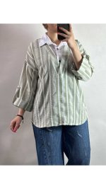 شومیز یقه مردانه زنانه ۶۰۷۰۹ - تصویر 2