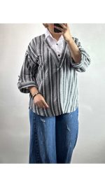 شومیز یقه مردانه زنانه ۶۰۷۰۹ - تصویر 5