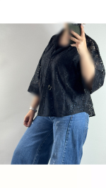 شومیز دانتل سرمه زنانه ۳۲۵۷۶ - تصویر 7