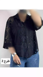 شومیز دانتل سرمه زنانه ۳۲۵۷۶ - تصویر 4