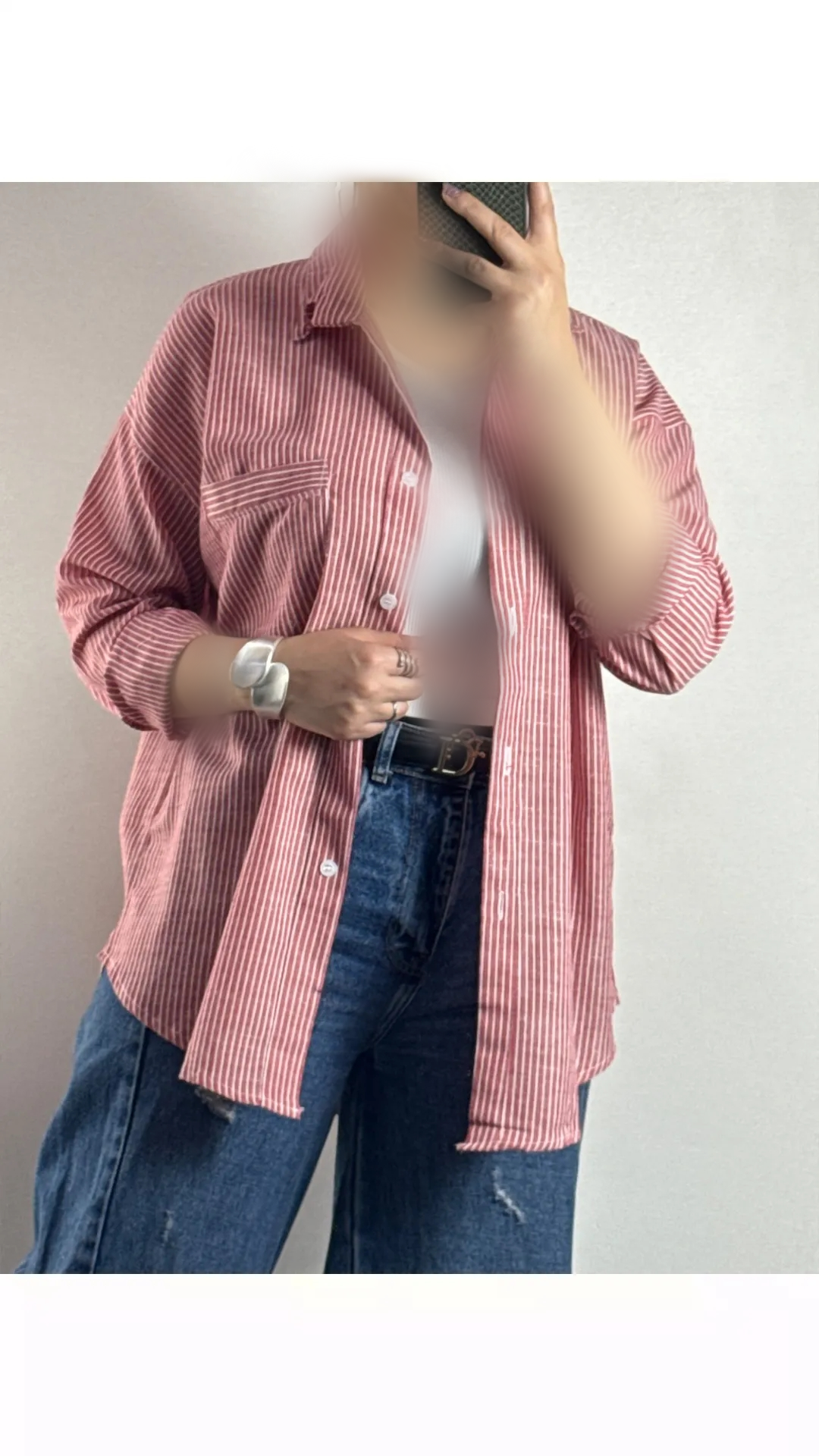 20260927180040 شومیز راه راه قرمز زنانه ۹۰۰۶۵ - تصویر 1