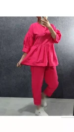 ست شومیز عروسکی و شلوار مام فیت زنانه ۹۹۳۴۰
