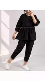 ست شومیز عروسکی و شلوار مام فیت زنانه ۹۹۳۴۰
