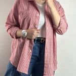 شومیز راه راه قرمز زنانه ۹۰۰۶۵