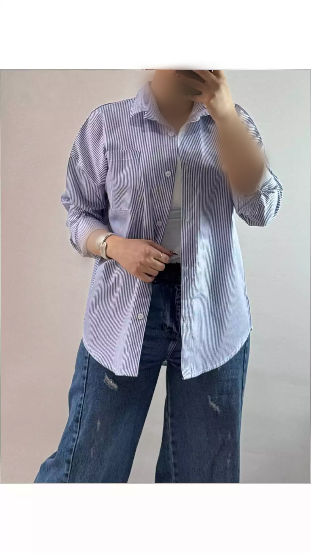 sh شومیز راه راه زنانه 75477 - تصویر 1