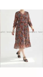 پیراهن حریر گلدار زنانه ES56 - تصویر 5