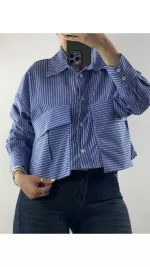 شومیز راه راه هاص زنانه 528879 - تصویر 2