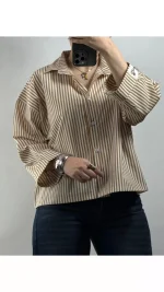 شومیز خرسی راه راه زنانه 200432 - تصویر 3