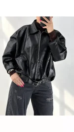 بامبر چرم زنانه 10055 - تصویر 3