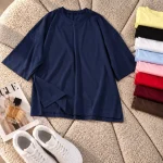 تیشرت باکسی بغل چاک زنانه 530078