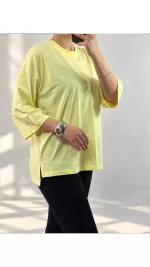 تیشرت باکسی بغل چاک زنانه 530078 - تصویر 8