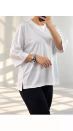 تیشرت باکسی بغل چاک زنانه 530078 - تصویر 9