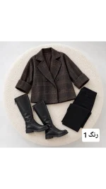 کت باکسی چهارخونه زنانه 88657 - تصویر 2