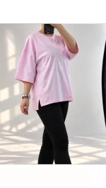 تیشرت باکسی بغل چاک زنانه 530078 - تصویر 6