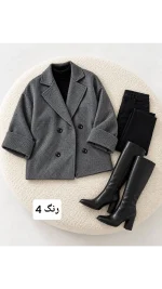 کت باکسی چهارخونه زنانه 88657 - تصویر 5