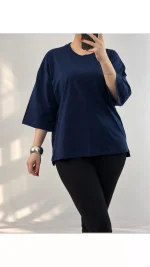 تیشرت باکسی بغل چاک زنانه 530078 - تصویر 7